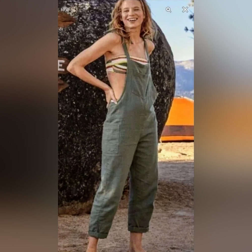 Aerie Linen Loose Overalls